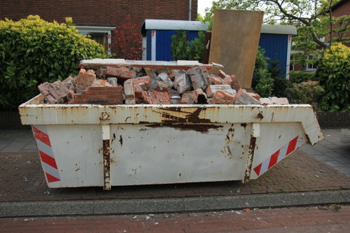 Cityscape of Redbridge with waste removal trucks